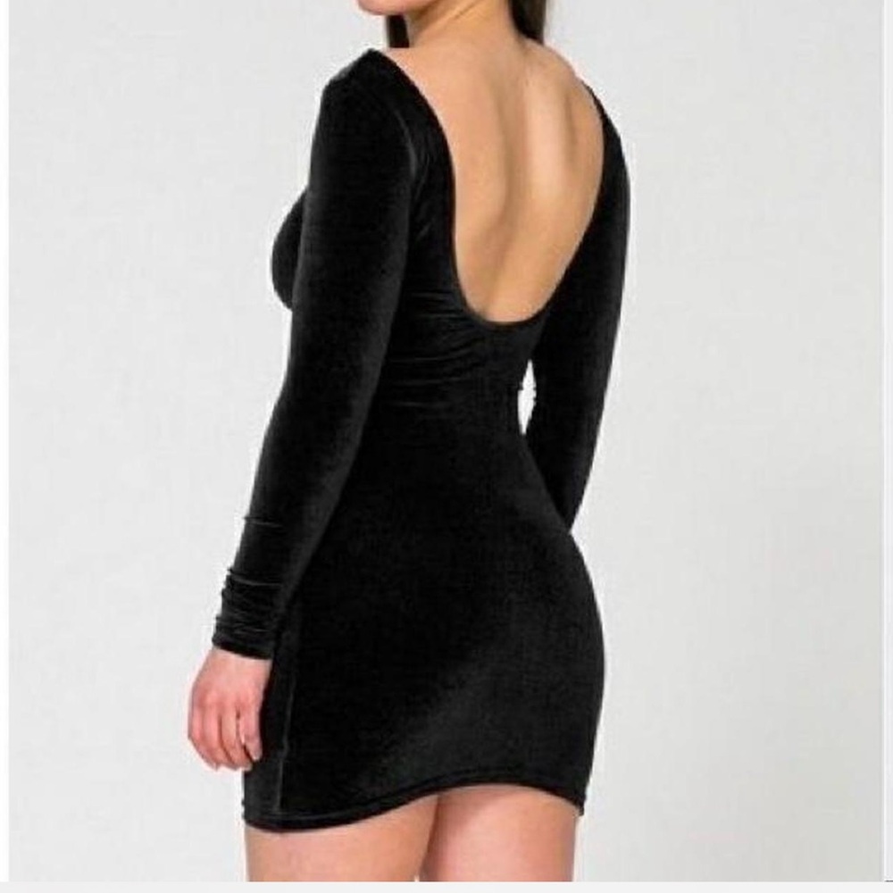 American Apparel black velvet mini dress. Scoop back.Size small